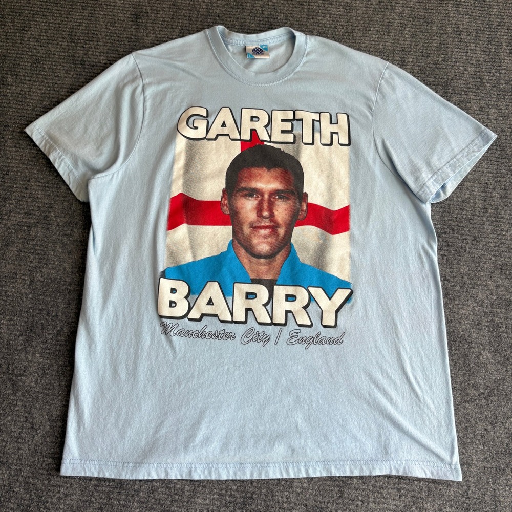 Starworld Gareth Barry Manchester City England #18 Sky Blue Graphic T-Shirt L